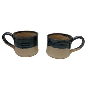 Rey Pottery Stoneware Blue Glazed Mugs